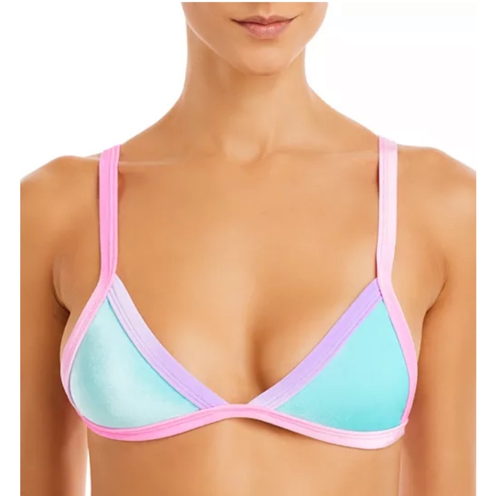 Peixoto Velvet Pink and Blue Bikini Top